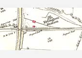 Close up of the 1885 25 inch to the mile Ordnance Survey map of Ettington station and goods yard and shed