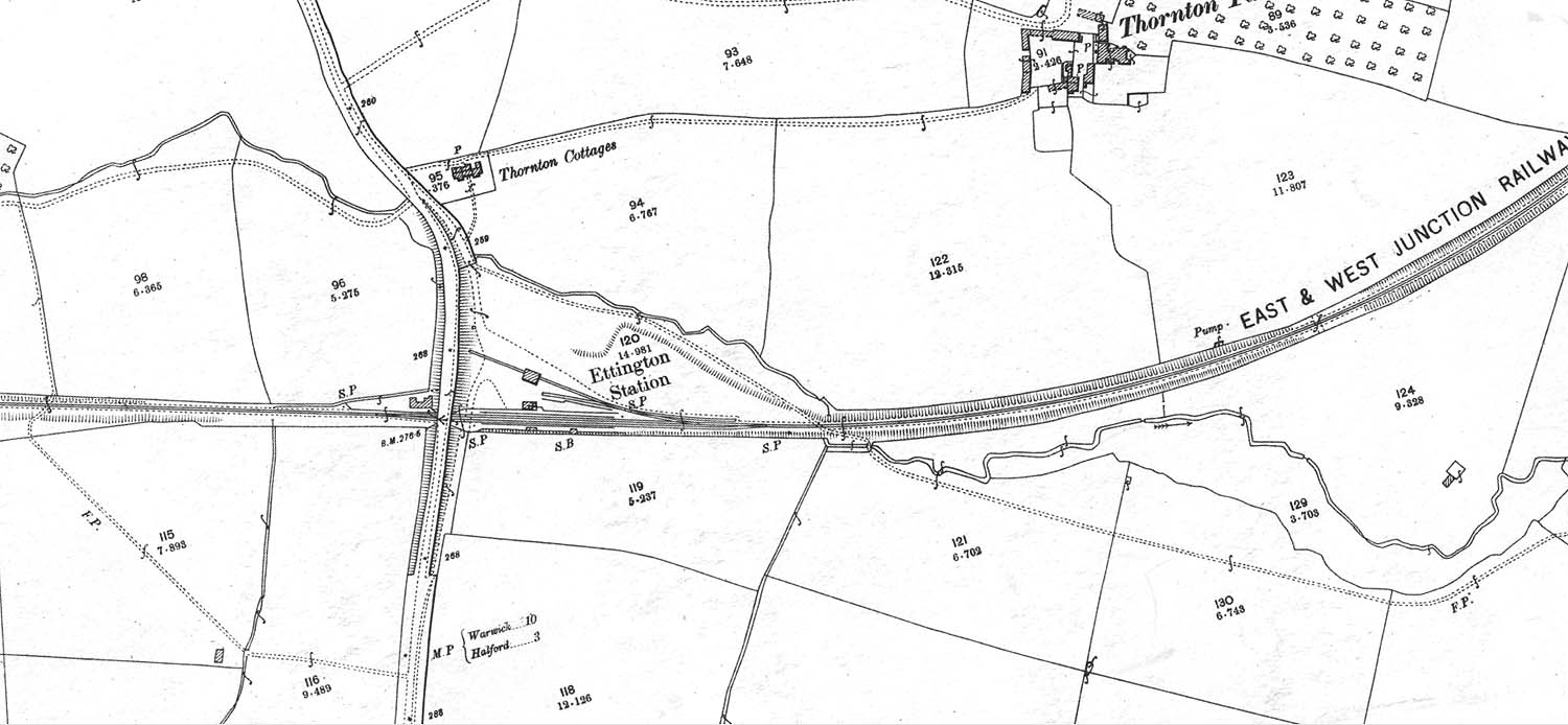 A 1900 25 inch to the mile Ordnance Survey map of Ettington station, goods yard and shed and approaches
