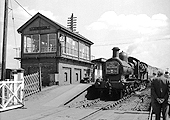 Ex-GWR 4-4-0 'Dukedog' class No 9015 is seen at the head of the South Midlander Rail Tour on 24th April 1955
