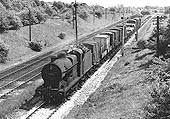 A pair of ex-LMS 4F 0-6-0s Nos 44491 and 44524 pass each other at Fenny Compton station