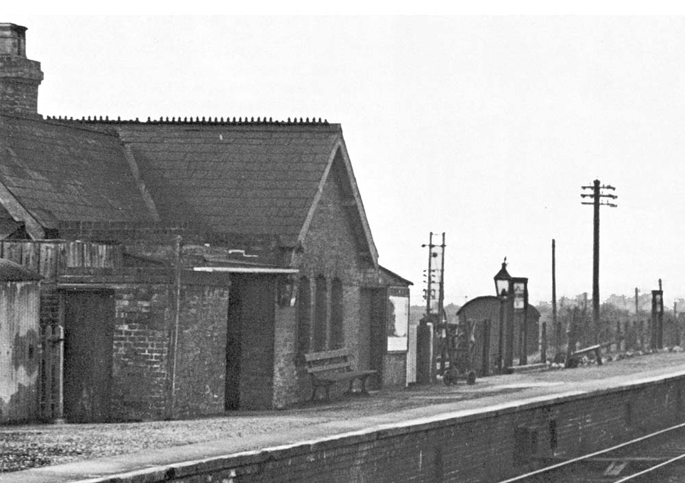 Close up showing Fenny Compton station's run down passenger facilities on the down platform