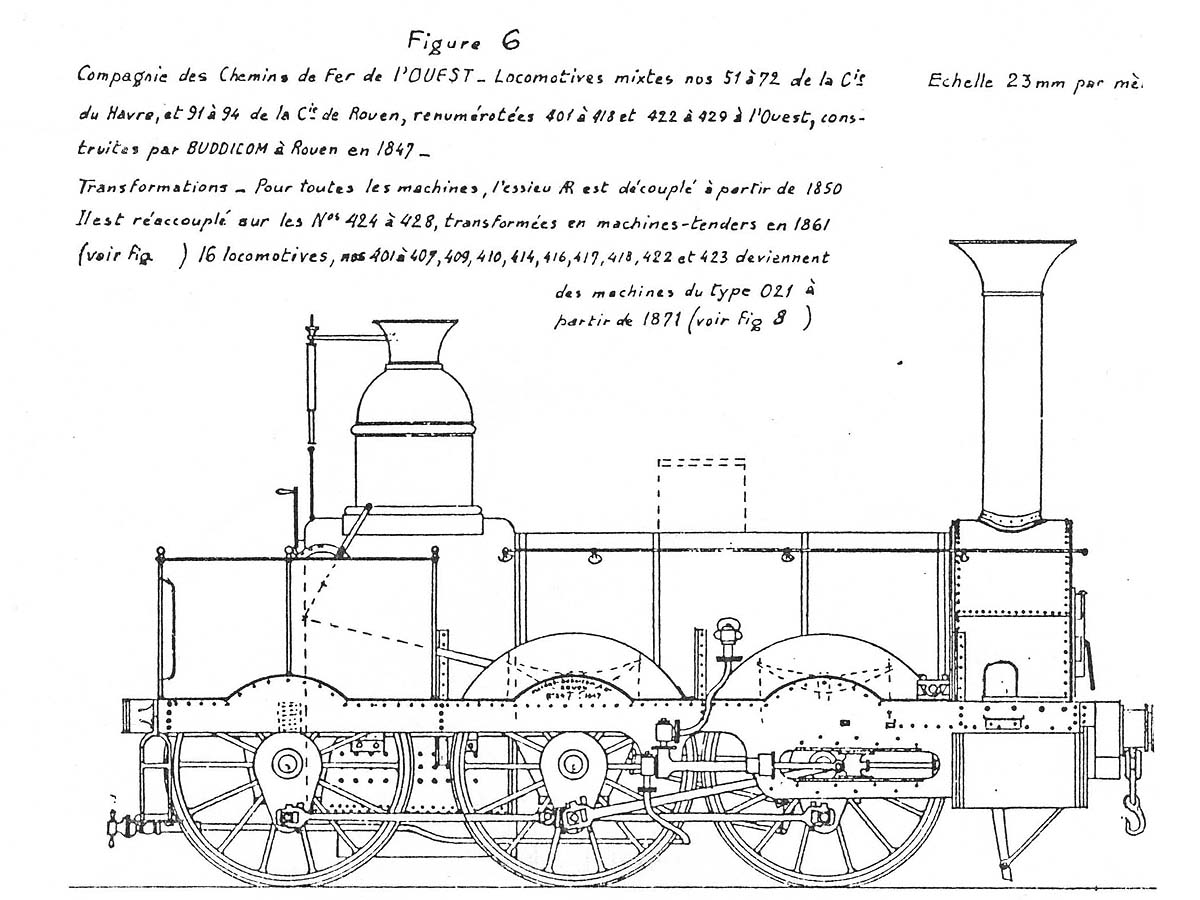 A larger scale drawing of the side elevation the Buddicom designed 0-6-0 locomotive 'La Savoie' drawn by Admiral Eynaud