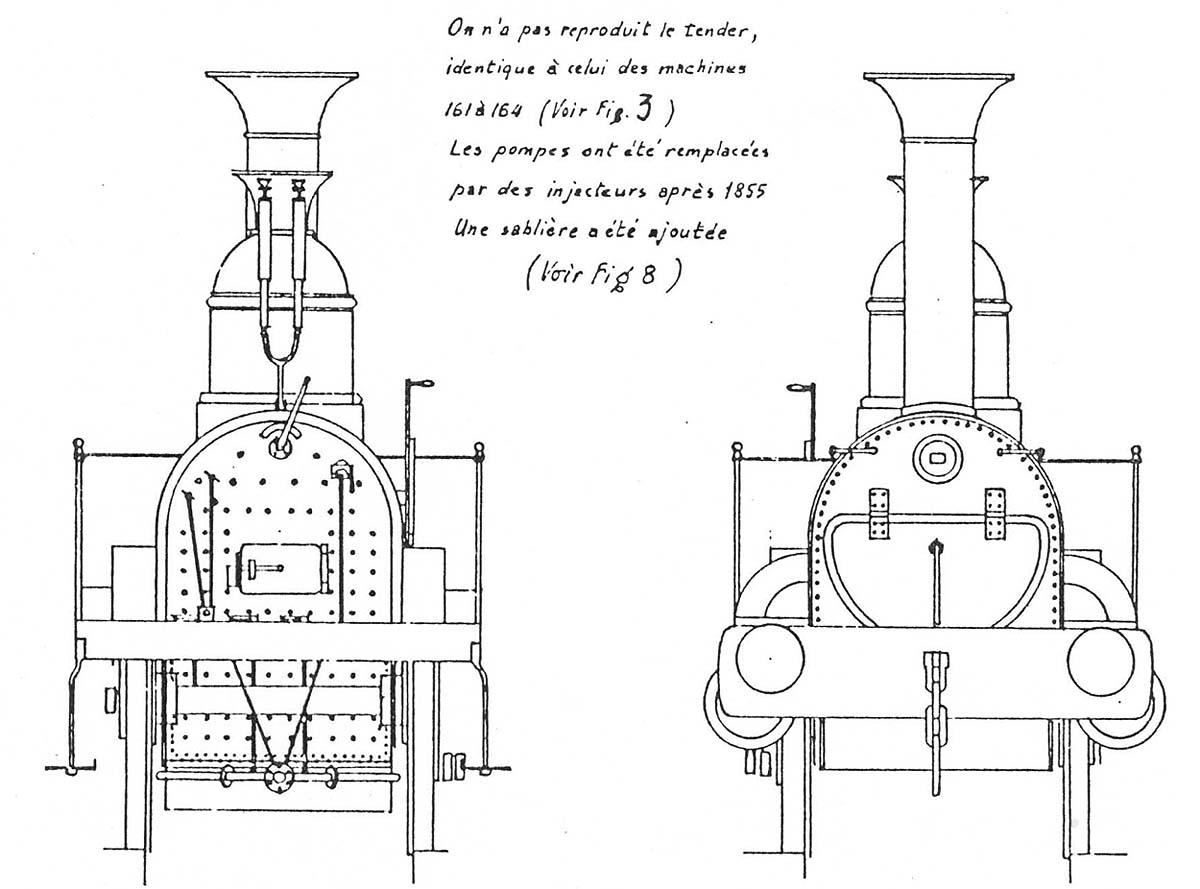 A larger scale drawing of the of the firebox and smoke box elevations of the Buddicom designed 0-6-0 locomotive 'La Savoie'