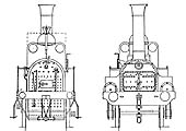 A larger scale view of the firebox and smoke box of the Buddicom designed 2-4-0 locomotive 'Ceres'  drawn by the Admiral Eynaud