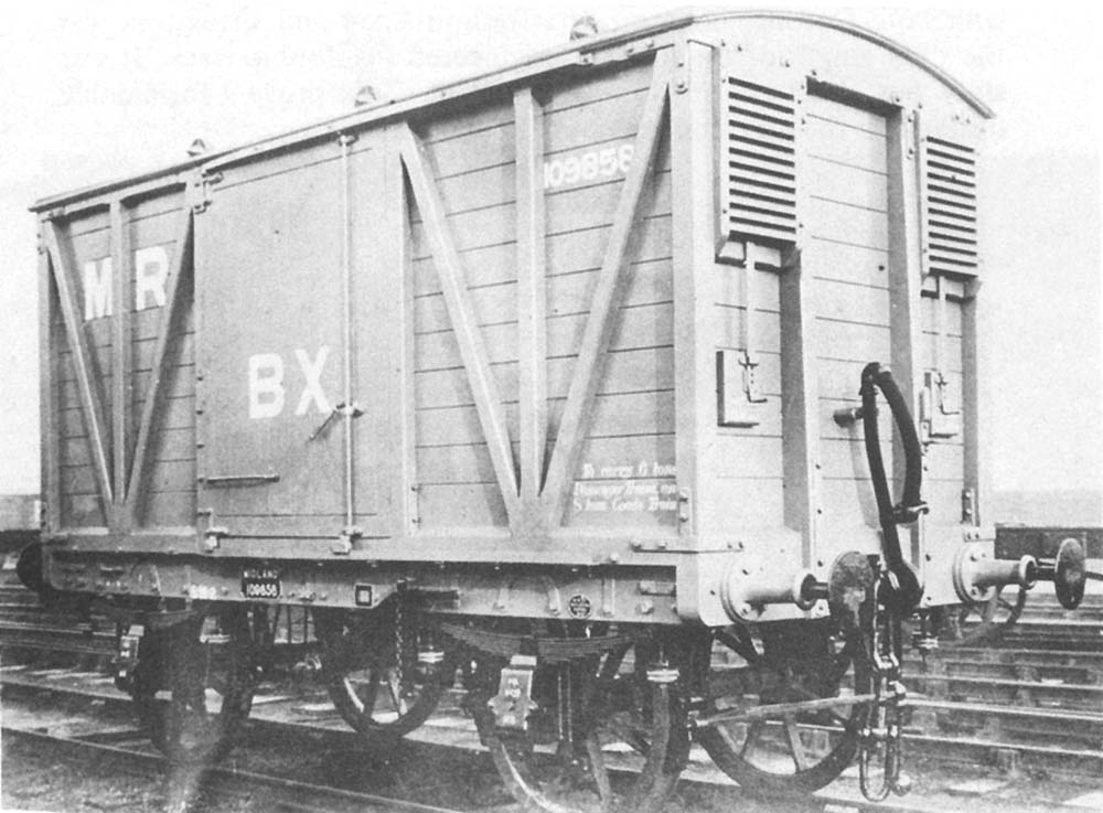 A Midland Railway Banana Van, of the type used on the Avonmouth to St Pancras trains routed over the SMJ Broom Junction to Ravenstone Wood line