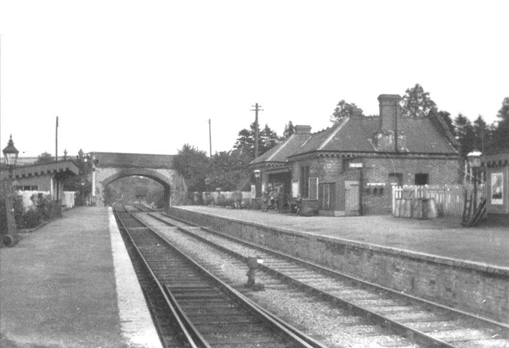 View of Kineton station looking towards Fenny Compton in the 1920s with vans stabled on the head shunt in the distance