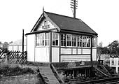 View showing Kineton signal box with its rather unusual extensions to either side of the main structure