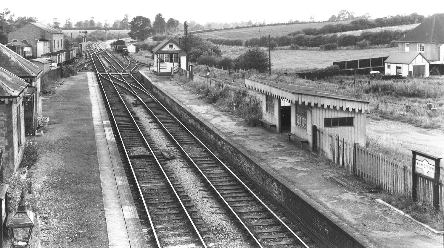 Looking towards Stratford upon Avon with the goods yard on the left in the distance