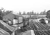 Close up showing the goods shed and coal yard that was situated behind the down platform