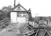 Close up of Kineton signal box still operational after the station's closure to passengers and goods