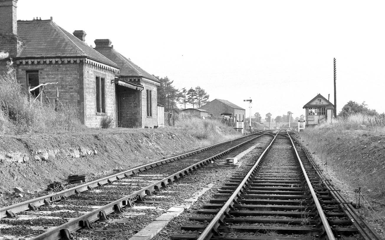 Looking towards Stratford upon Avon with platforms cut back and the station in disrepair