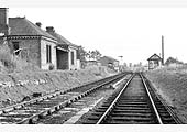 Looking towards Stratford upon Avon with platforms cut back and the station in disrepair