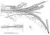 A 1949 schematic track plan of Stratford Old Town station and engine shed and their various sidings and facilities