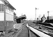 Looking East towards with the second signal box on the left and the water tower for the shed on the right