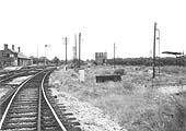 View of the abandoned station and shed from the down spur to the former GWR line to Honeybourne