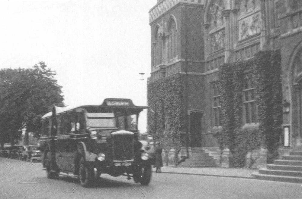 View of the Ro-Railer passing through Stratford on Avon and the old Shakespeare Theatre on its way to the station