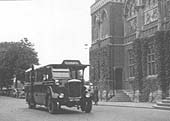 View of the Ro-Railer passing through Stratford on Avon and the old Shakespeare Theatre on its way to the station