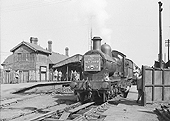 Ex-GWR 4-4-0 'Dukedog' class No 9015 is seen at Stratford on Avon at the head of the South Midlander Special