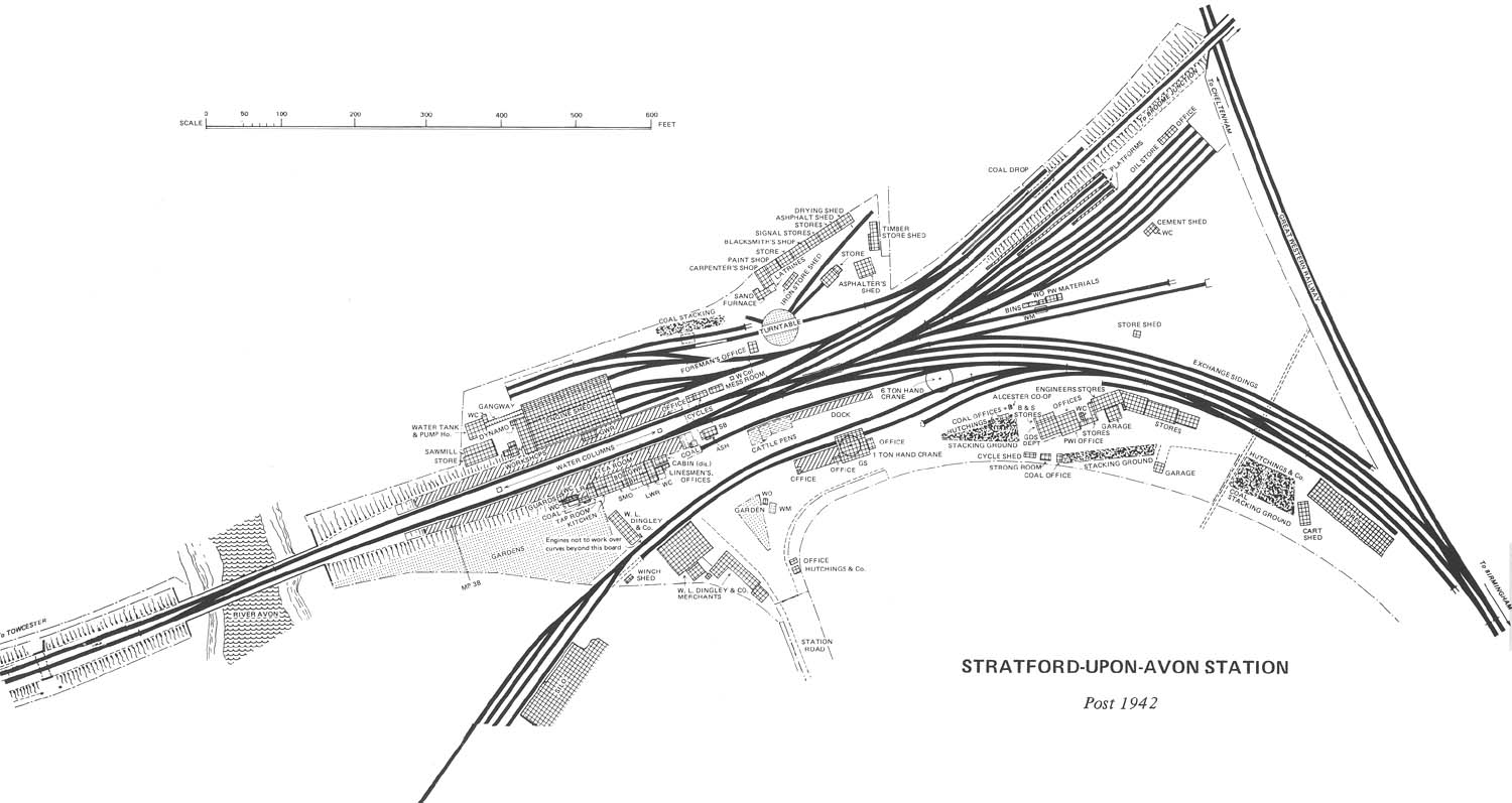 A post 1942 schematic diagram of the SMJ station and shed and the various sidings and facilities
