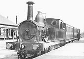E&WJR 2-4-0T No 5 is standing in the station with a three coach service ready to depart for Broom Junction on 20th April 1897