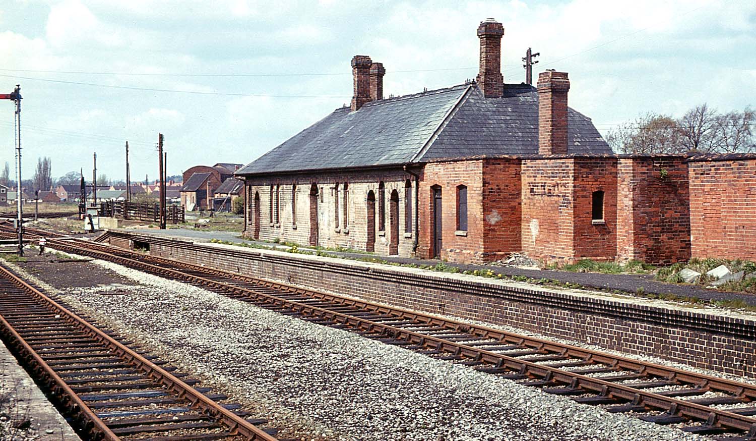Looking west towards the station's former cattle dock and goods yard and on to the GWR exchange line