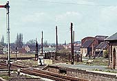Close up showing the remains of the station's cattle dock and some of the goods yard buildings