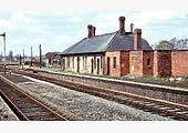 View showing the different coloured bricks used to build the flat roof extension to the station
