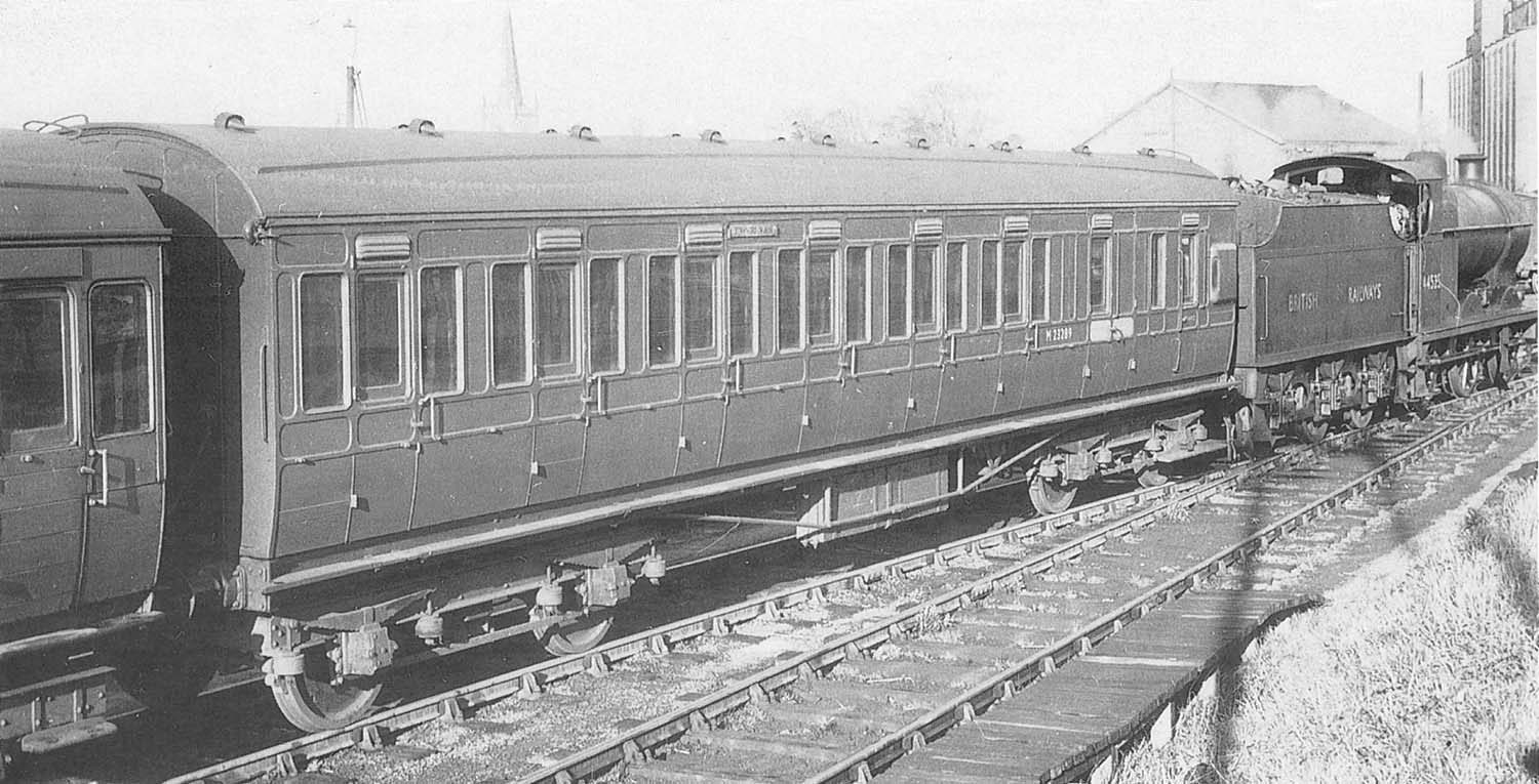 Ex-LMS 4F 0-6-0 No 44525 leaves the carriage sidings with the last scheduled passenger train on 5th April 1952