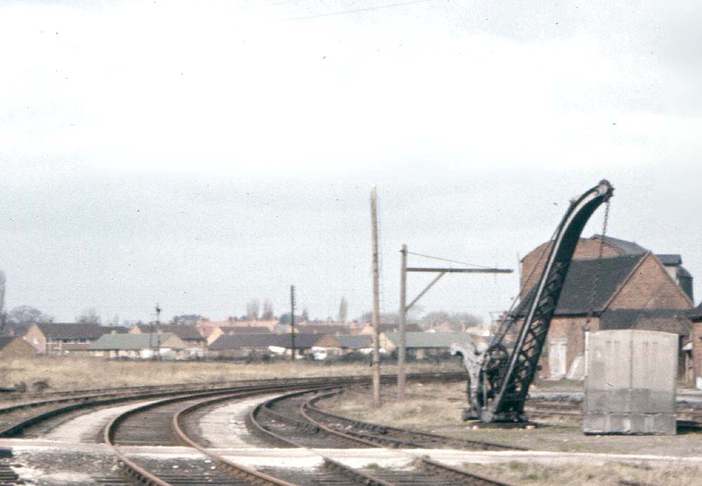 Close up showing the entrance to the former SMJ goods yard and on the right, the yard crane