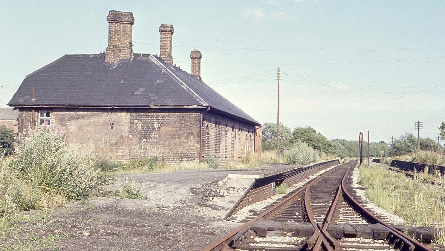 Looking east past the former up platform with the line to down platform primarily lifted