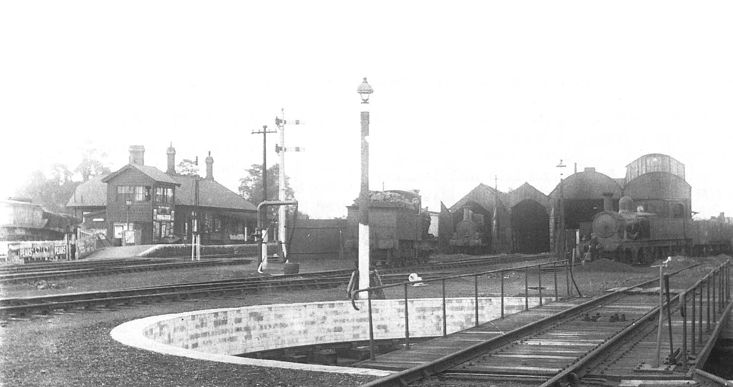 In the distance the original E&WJR station and in the foreground the new turntable of the locomotive shed