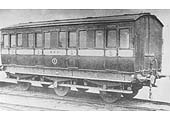 A typical six-wheel Stratford & Midland Junction Railway First Class / Third Class composite coach