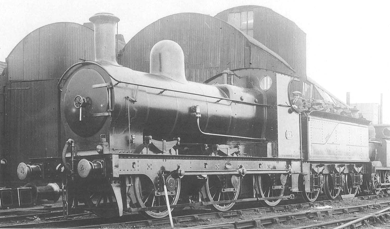 Ex-E&WJR 0-6-0 No 17 draws forward from the siding which ran alongside the shed on 16th September 1922