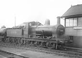 LMS 0-6-0 No 2309, formerly E&WJR No 16, passes Stratford on Avon's new signal box on 20th February 1925