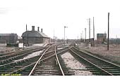 Looking east towards the former station with both sets of rails still in use as evident from the lack of rust