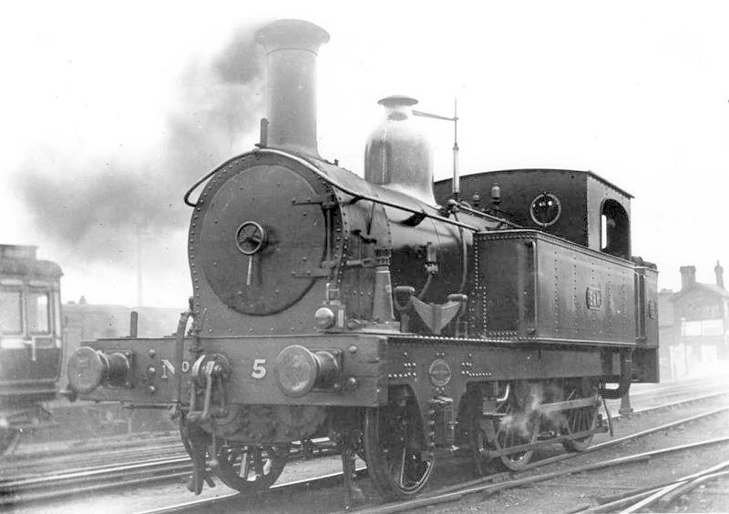 E&WJR 2-4-0T No 5, now fitted with a new cab, is standing adjacent to the garden sidings circa 1900-1907