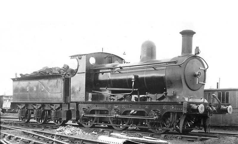 Ex-E&WJR 0-6-0 No 15, stands outside the shed carrying Class 2 headlamps in 1922