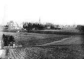 An old photograph showing the railway crossing the River Avon with Lucy's Mill in the background, on the left