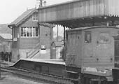 Close up showing the replacement SMJ signal box viewed from the East end of Stratford on Avon station