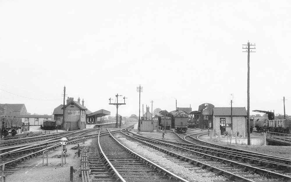 View of the station looking towards Fenny Compton which shows lines to goods yard, shed and Broom Junction
