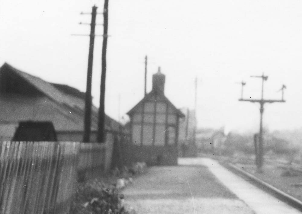 Close up showing the rear of the locomotive shed on the left and the down passenger waiting room
