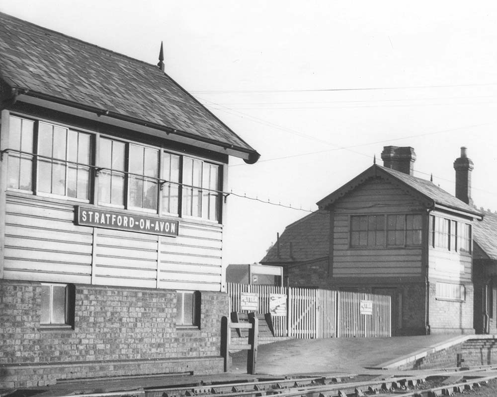 Close up showing the original E&WJR signal box to the right and the replacement SMJ signal box on the left