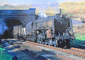 British Railways Standard Class 9F 2-10-0 No 92067 storms out of Catesby Tunnel on 10th September 1961
