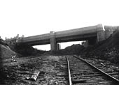 Looking south along a section of contractors temporary line towards Hillmorton Road overbridge