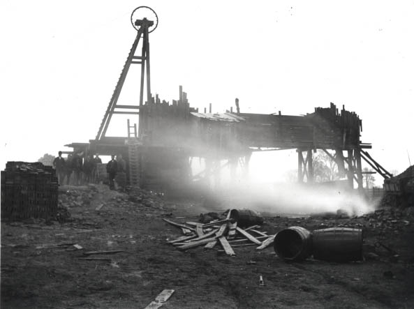 View of one of Catesby tunnel's shafts employing a simpler type of headgear to gain access to the tunnel