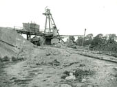 View of the 'first tunnel shaft' taken in 1896 showing the method of disposing of spoil from the tunnel
