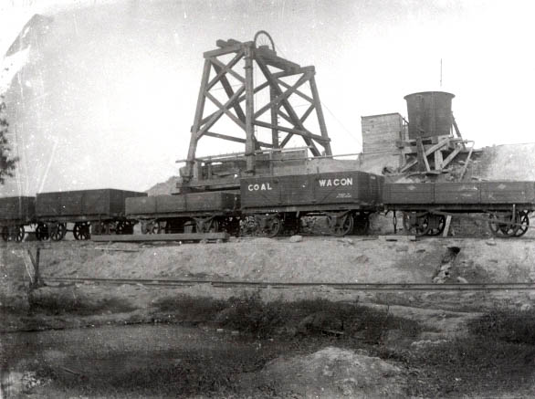 View of Shaft No 4 during the construction of Catesby tunnel showing the headgear and other related structures