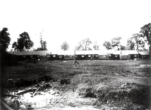 View of the Navvy hut settlement erected at Catesby to house the men building Catesby tunnel and viaduct