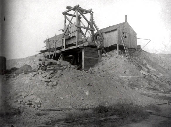 View up the slope towards the precarious looking head gear that lay at the top of tunnel No 9