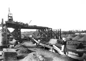 View of some of the temporary construction work required to help bridge the Oxford Canal circa 1896